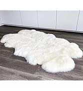 HUAHOO Premium Genuine Sheepskin Rug Real Australia Sheepskin Natural Luxury Fluffy Lambskin Fur ...
