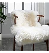 HUAHOO Premium Genuine Sheepskin Rug Real Australia Sheepskin Natural Luxury Fluffy Lambskin Fur ...