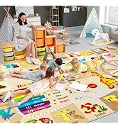 B BENRON Kids Rugs for Playroom Washable, Educational and Fun Learning Rugs with ABC Alphabet Ani...
