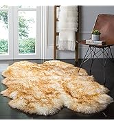 HUAHOO Premium Genuine Sheepskin Rug Real Australia Sheepskin Natural Luxury Fluffy Lambskin Fur ...