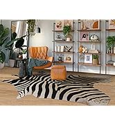 Guyi Rare Zebra Print Rug Faux Zebra Area Rug Large 7.8 x 5.9 Feet Premium Animal Print Zebra Hid...