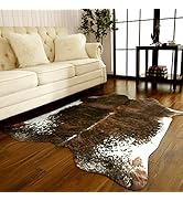 BENRON Premium Brown Cowhide Rug, 55x62 Inches Cow Print Rugs for Living Room Bedroom Western Dec...