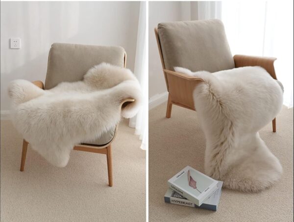Leatherhubz-HUAHOO Premium Genuine Sheepskin Rug Linen, Double Pelt/2' x 3' Linen - Image 2