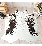 B BENRON Modern Cowhide Rug Faux Cow Rug for Living Room 4.6x5.2ft Animal Rug White and Brown Cow...