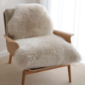 Leatherhubz-HUAHOO Premium Genuine Sheepskin Rug Linen, Double Pelt/2' x 3' Linen