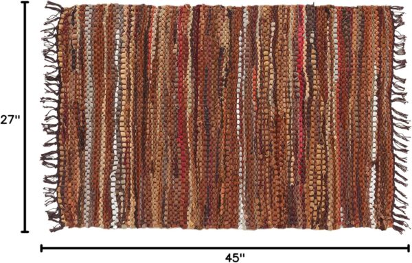 Leatherhubz-HF by LT Tucson Handwoven Recycled Leather Rug – 27 x 45 in, Brown - Image 2
