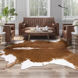 Leatherhubz-AROGAN 8x10 Faux Cowhide Area Rugs, Brown