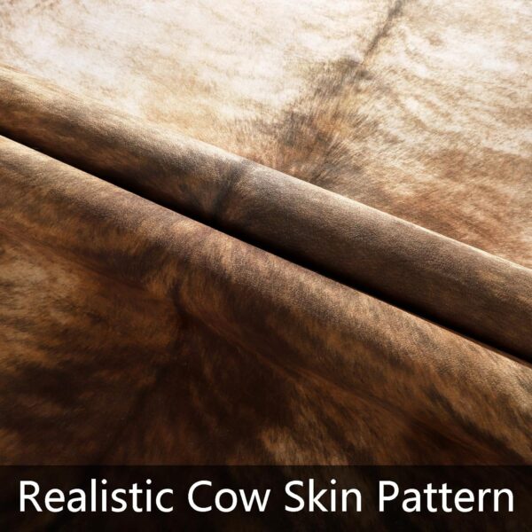 Leatherhubz-AROGAN 8x10 Feet Faux Cowhide Area Rugs for Living Room, Animal Skins Cow Hide Rug for Bedroom, Cool Western Christmas Decor, Thin Leather Cow Hide Carpets Fireplace Rug, Brownish - Image 6