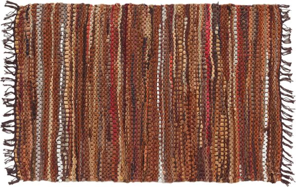 Leatherhubz-HF by LT Tucson Handwoven Recycled Leather Rug – 27 x 45 in, Brown - Image 3
