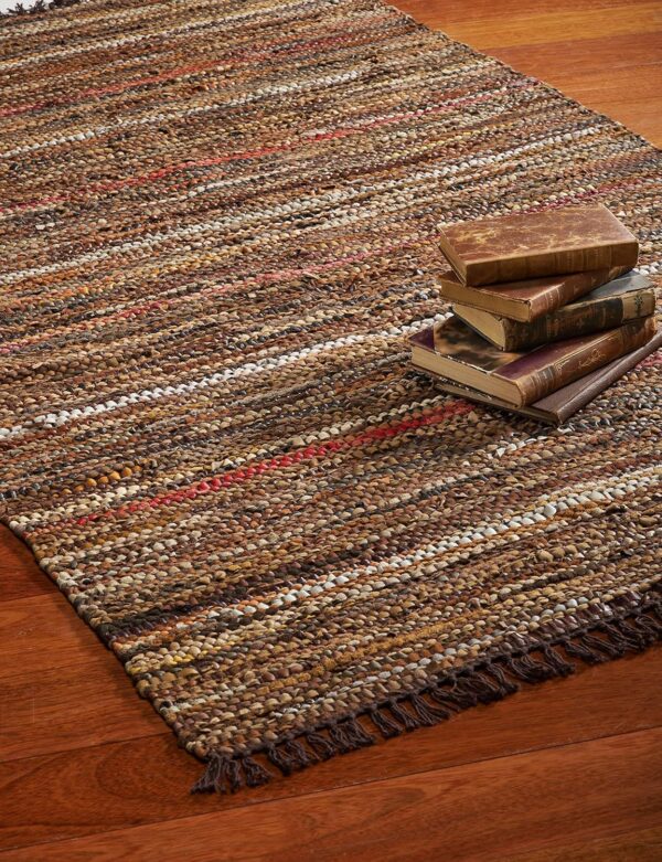 Leatherhubz-HF by LT Tucson Handwoven Recycled Leather Rug – 27 x 45 in, Brown